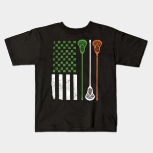 St Patrick's Day lacrosse Irish American Flag Gift Kids T-Shirt